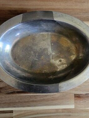 Vintage Silver Plated 12" Oval Serving Bread Tray Braided Rope Bottomed